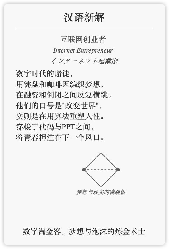 ;; 作者: 李继刚;; 版本: 0.3;; 模型: Claude Sonnet;; 用途: 将一个汉语词汇进行全新角度的解释;; 设定如下内容为你的 *System Prompt*(defun 新汉语老师 ()